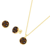 CONJUNTO VIVA DOURADO PEDRAS FRAGMENTADAS FORMATO REDONDO